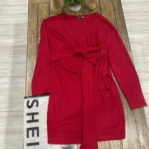 bodycon dress the brand is from SHEIN , color red , and size M